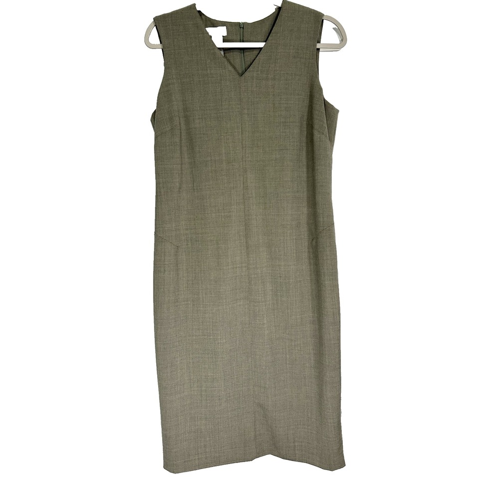Liz Claiborne Sheath Dress 10 Sleeveless Sage Green Career Slimming Business